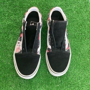 Vans Shoes Womens 9.5 Black Floral Old Skool Emo Grunge Punk Skater Streetwear